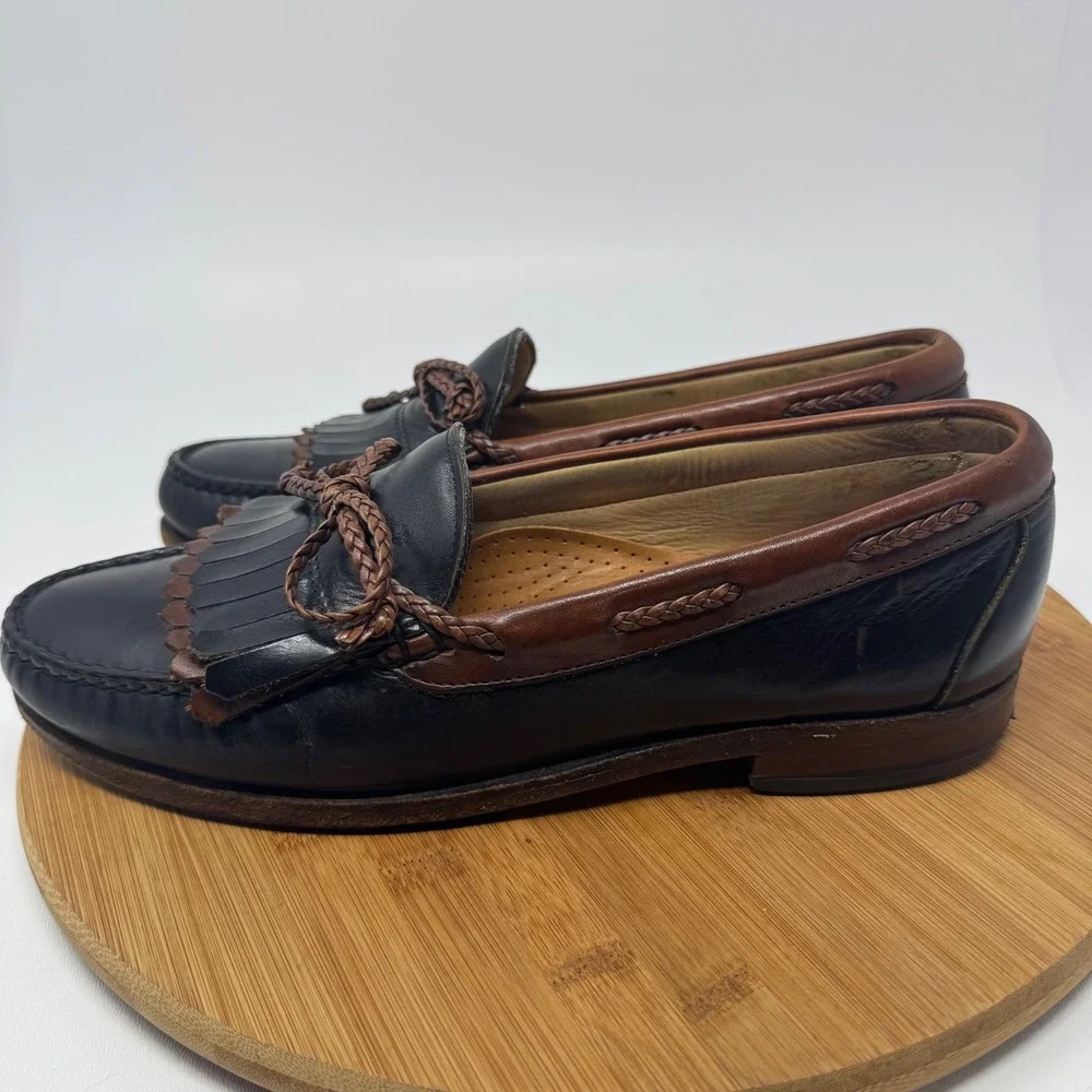 Allen Edmonds Mens 9.5 C Nashua Kiltie Tassel Loafers Black Brown Leather 47212